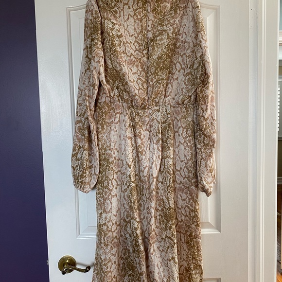 Long sleeve silk snake print dress - Picture 3 of 5